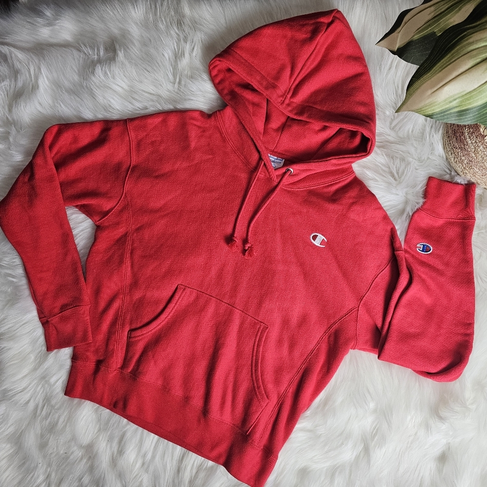 Champion Red Reverse Weave Hoodie Sweatshirt Small S